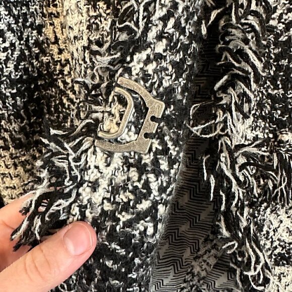 Carol Anderson VINTAGE tweed plaid fringe blazer jacket, women's size 10 - Picture 6 of 15